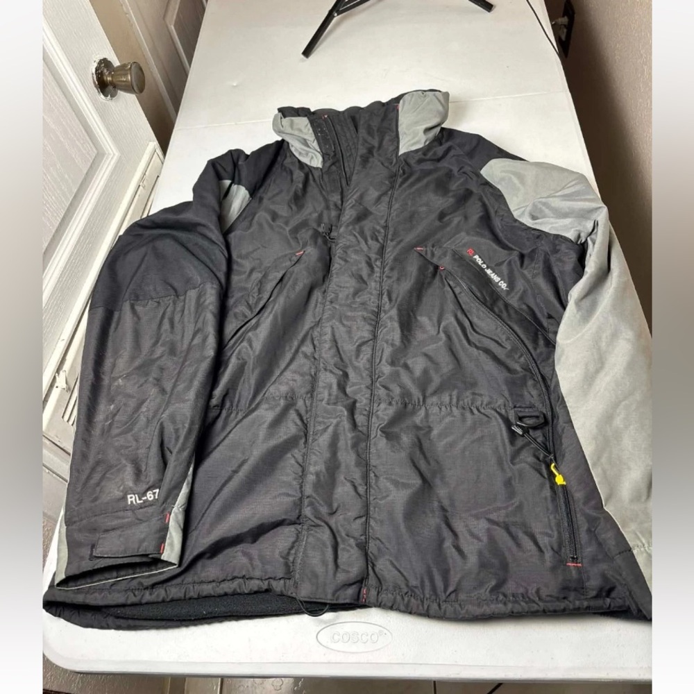 Vintage 90s POLO RALPH LAUREN Long Down Parka Jacket Puffer Black Mens Sz L C39